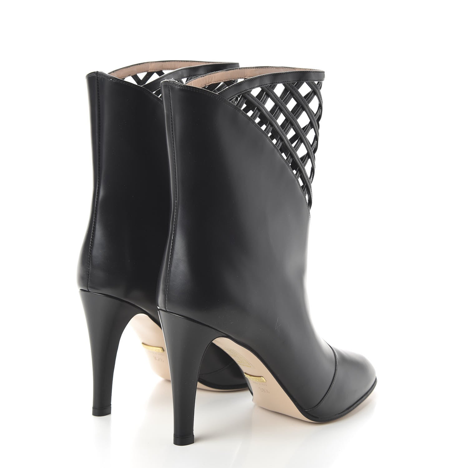 Gucci Plume Calfskin Damir Lattice Cutout Boots 39.5 Black 4 of 9