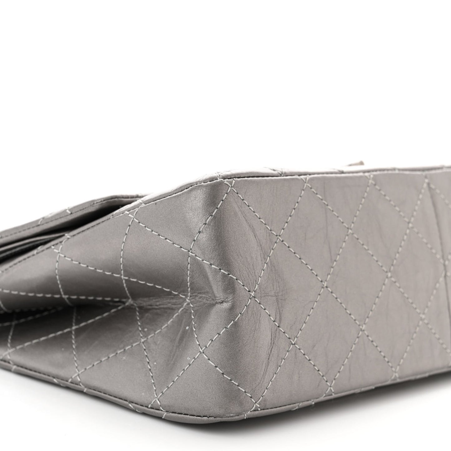 Metallic Aged Calfskin Quilted 2.55 Reissue 227 Flap Argent Fonce