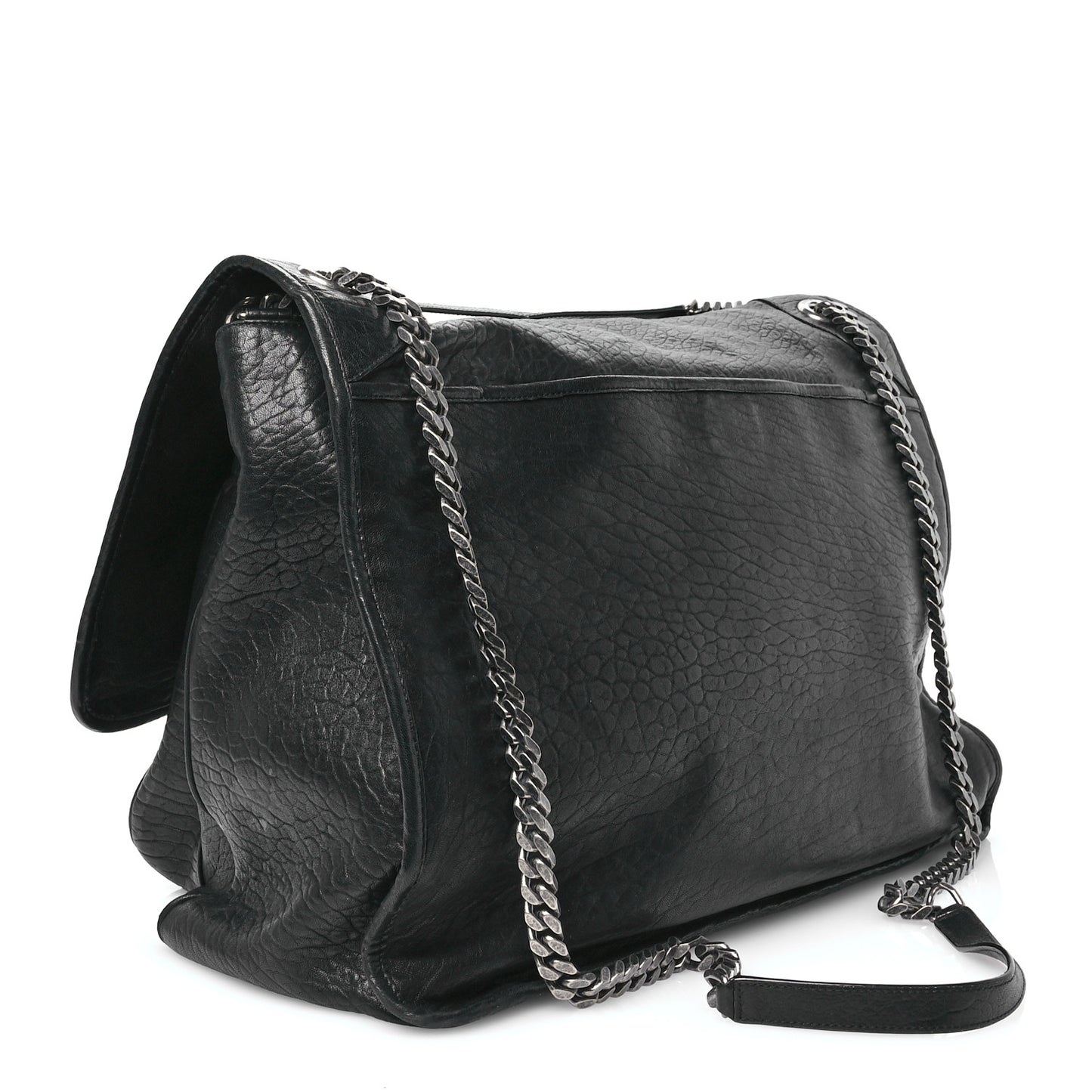Grained Lambskin Monogram Oversized Niki Chain Satchel Black