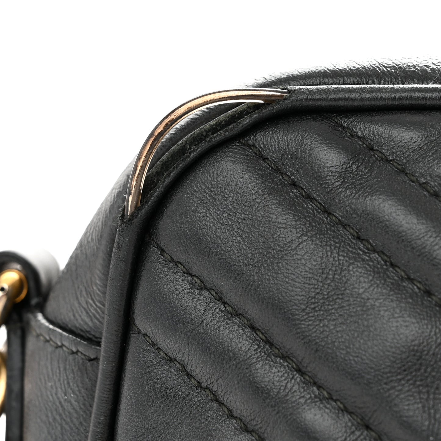 Calfskin Matelasse Small GG Marmont Chain Shoulder Bag Black