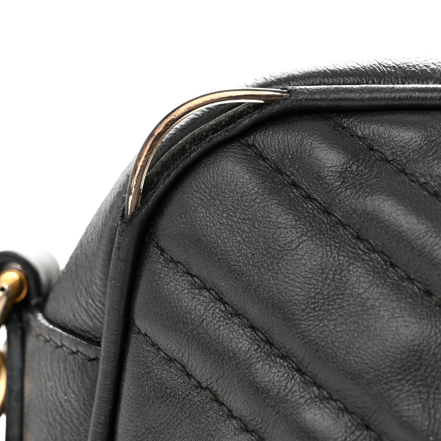 Gucci Calfskin Matelasse Small GG Marmont Chain Shoulder Bag Black 11 of 14