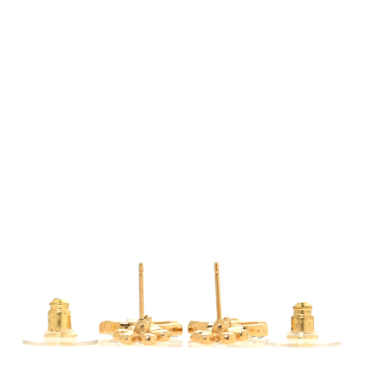 Chanel Crystal CC Flower Drop Earrings Gold 3 of 4