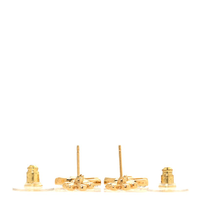 Chanel Crystal CC Flower Drop Earrings Gold 3 of 4