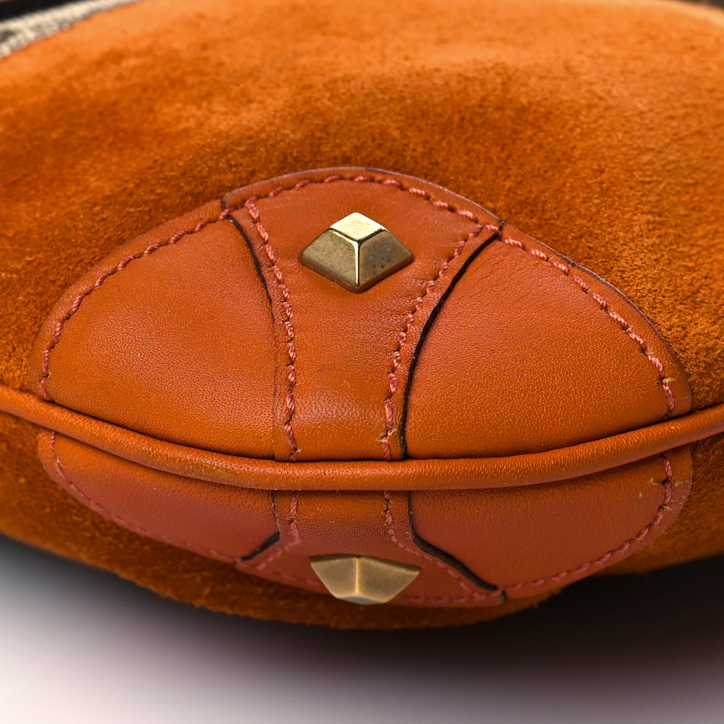 Suede Monogram Mini Piston Lock Jackie O Hobo Orange