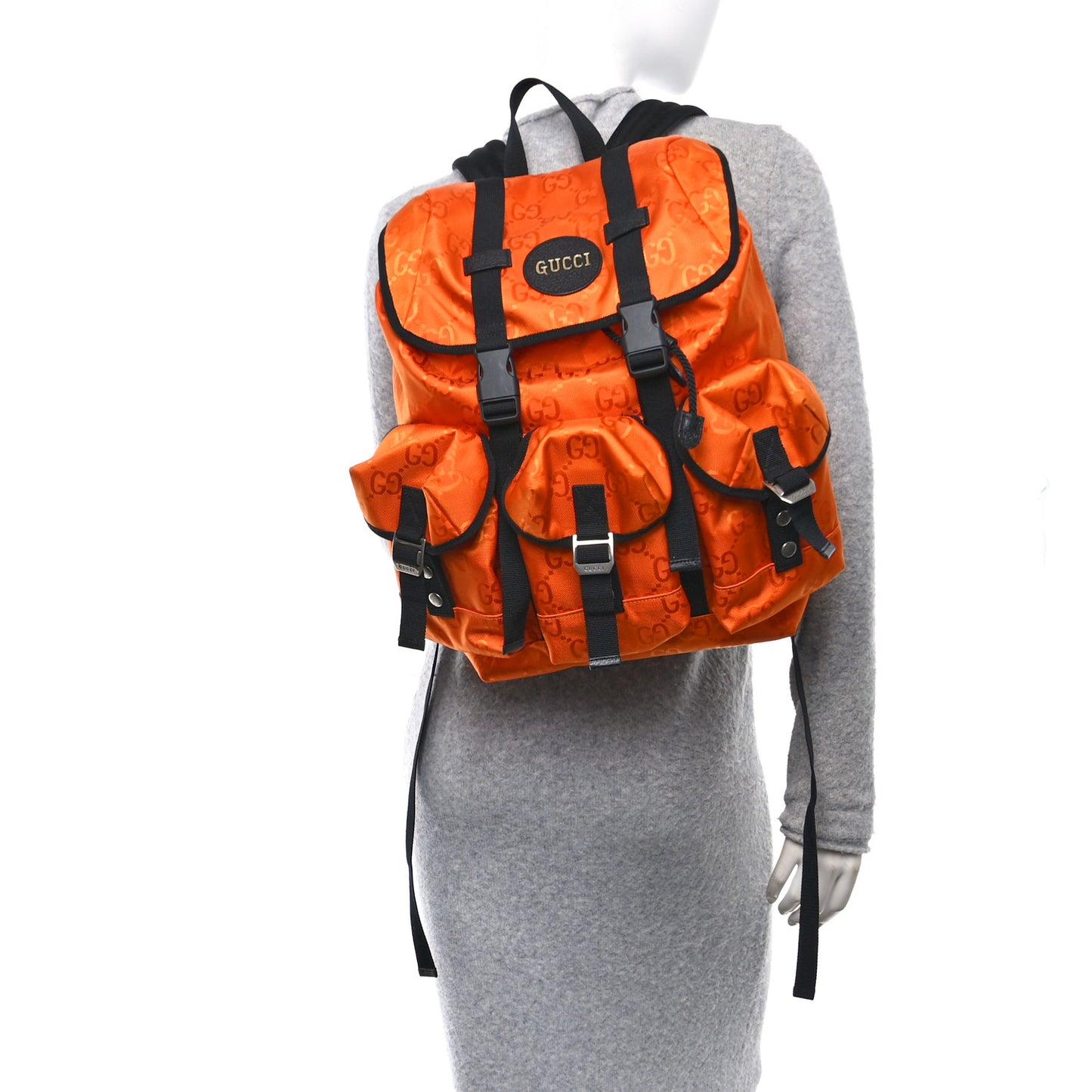 Econyl Nylon Monogram Off The Grid Utility Pocket Backpack Carrot Orange Black