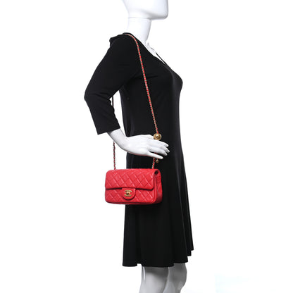 Chanel Lambskin Quilted Mini Rectangular Pearl Crush Flap Red 2 of 9
