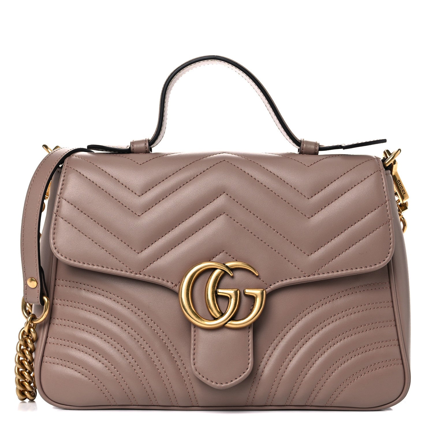 Gucci Calfskin Matelasse Small GG Marmont Top Handle Shoulder Bag Porcelain Rose 1 of 11