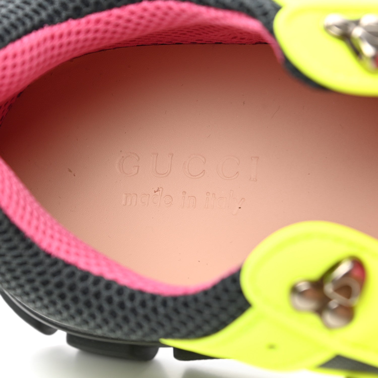 Gucci X SEGA Mesh Technical Canvas Calfskin Reflective Mens Flashtrek Sneakers 9 Neon Yellow Lotus 7 of 7