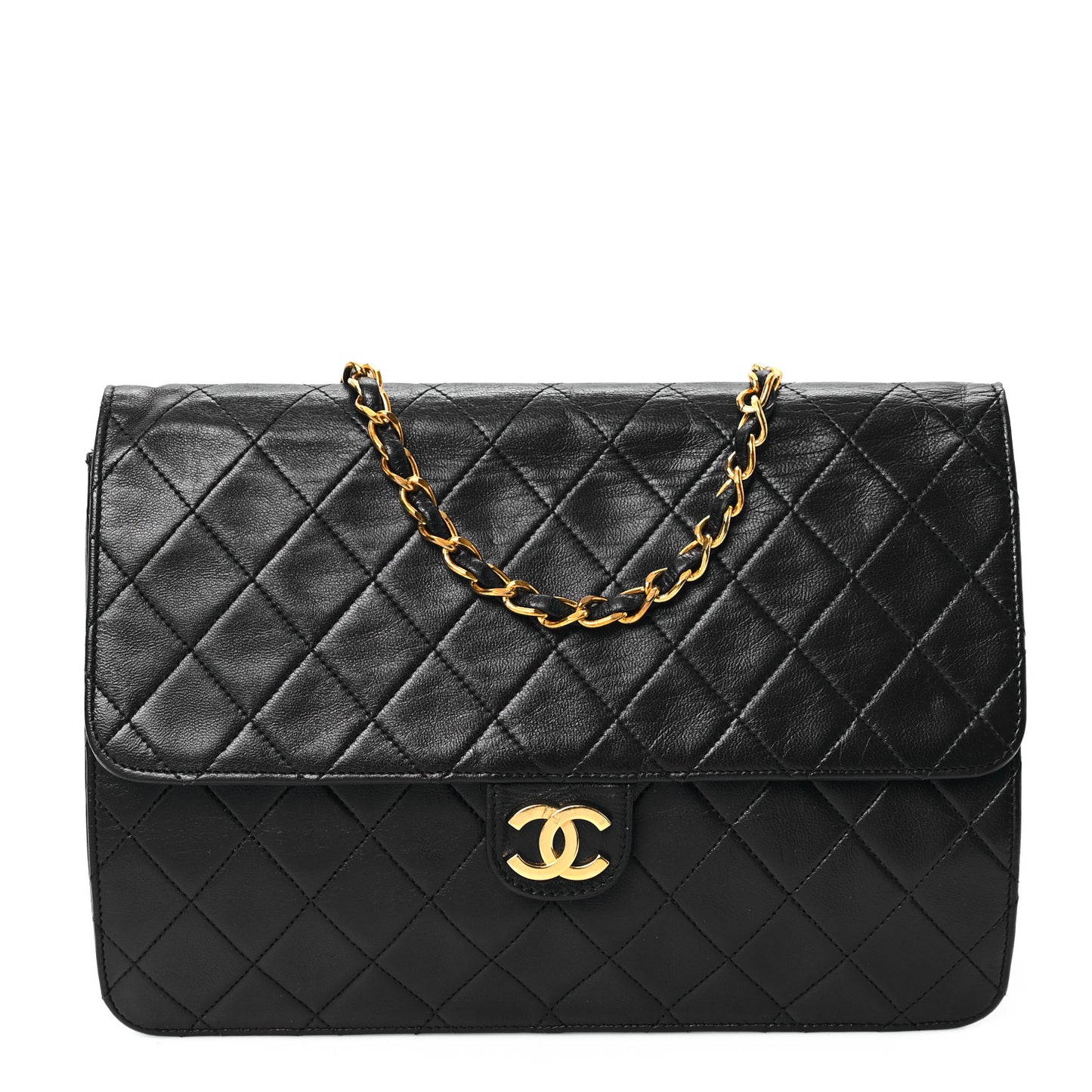 Lambskin Quilted Small Single Flap Black