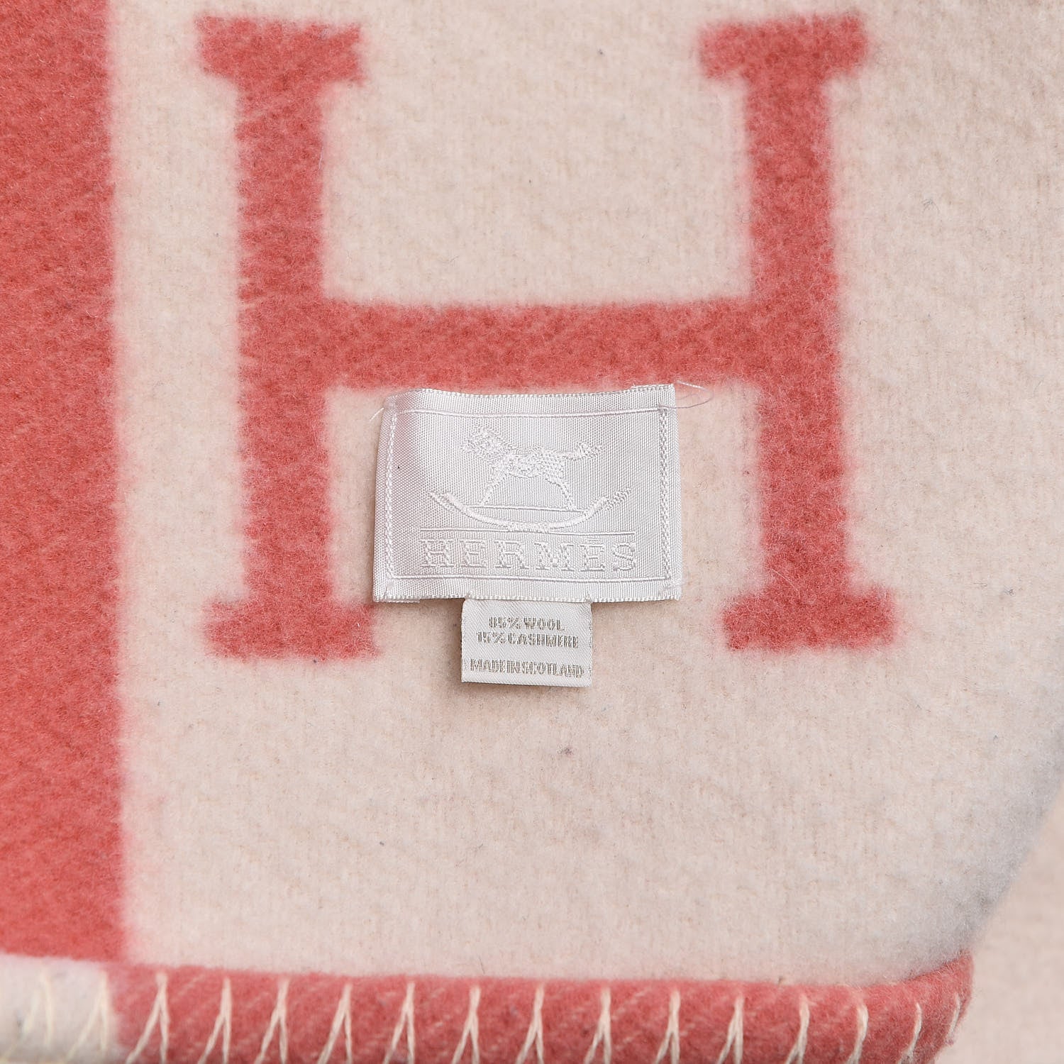 Hermes Wool Cashmere Avalon Baby Blanket Rose Airelle White 3 of 4