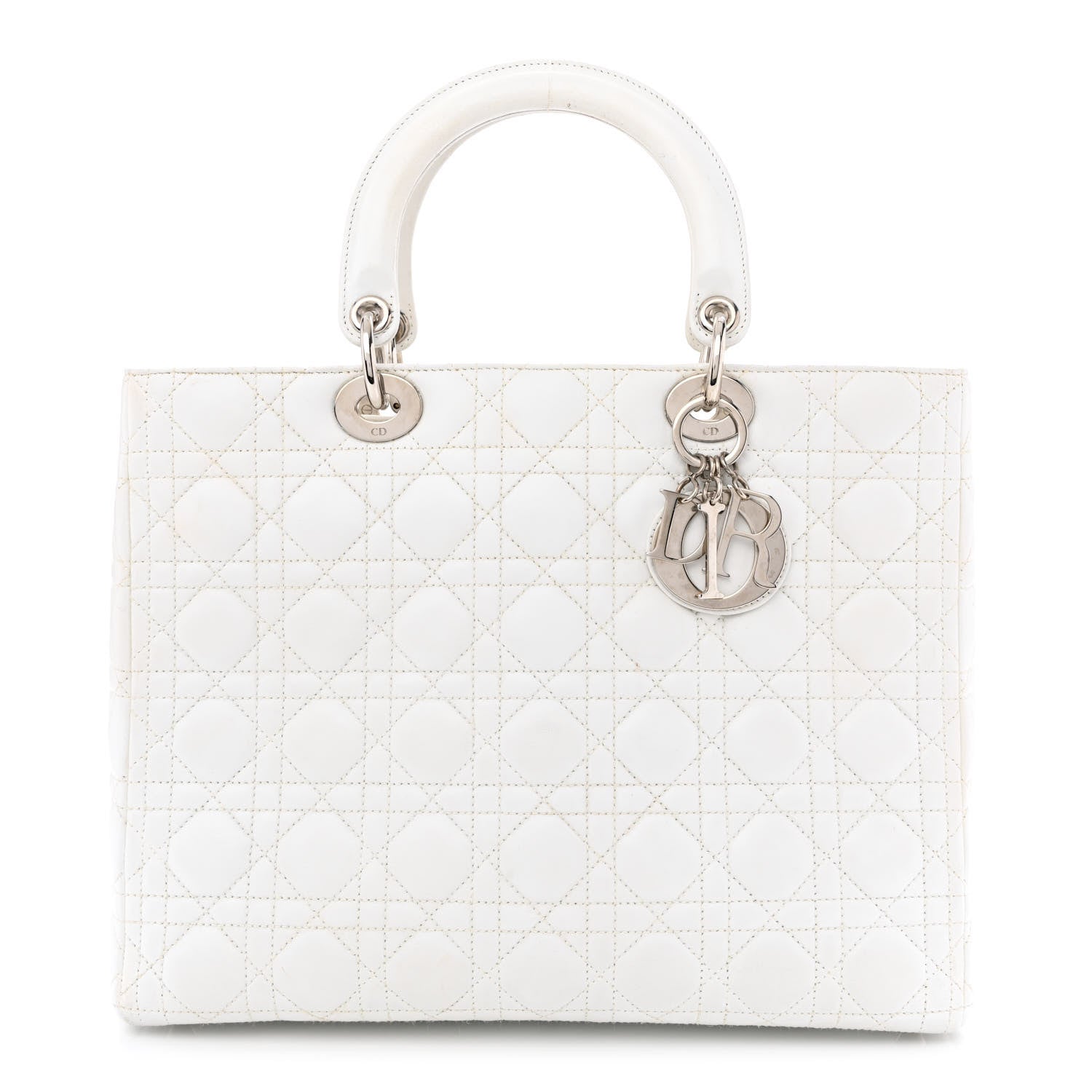Christian Dior Lambskin Cannage Large Lady Dior White 1 of 14