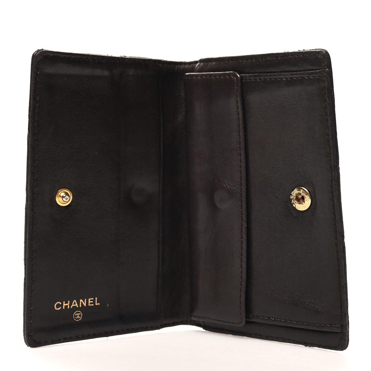 Lambskin Double Stitch Flap Card Holder Brown