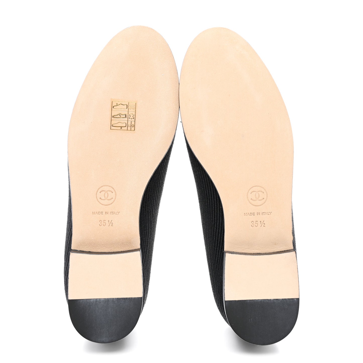 Embroidered Fabric Cap Toe CC Ballerina Flats 35.5 Black