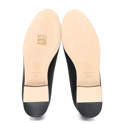 Chanel Embroidered Fabric Cap Toe CC Ballerina Flats 35.5 Black 5 of 9