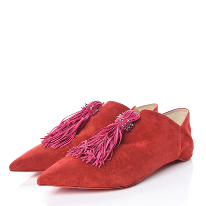 Christian Louboutin Veau Velours Medinana Flats 41 Rougissime Rosa 3 of 9