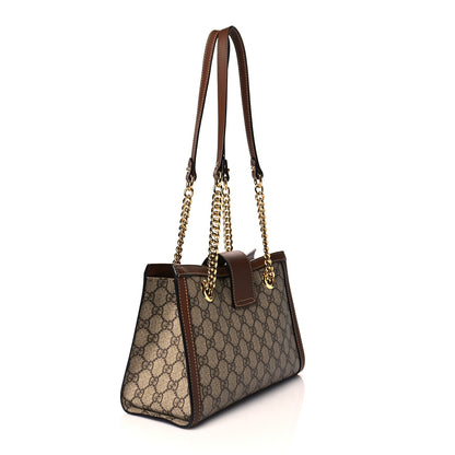 Gucci GG Supreme Monogram Calfskin Small Padlock Tote Beige Ebony Tuscany 3 of 11