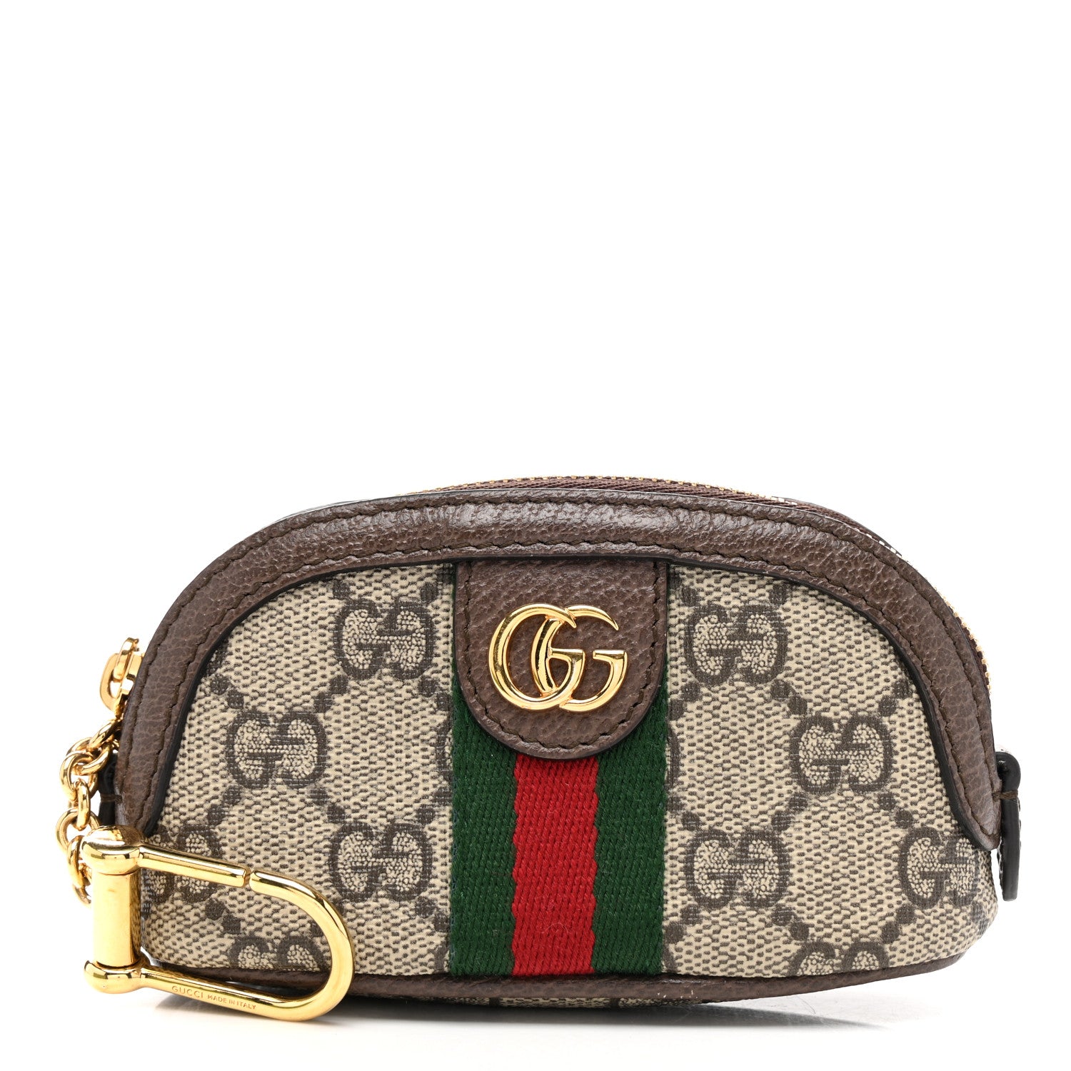 Gucci GG Supreme Monogram Web Ophidia Dome Key Pouch Beige New Acero 1 of 8