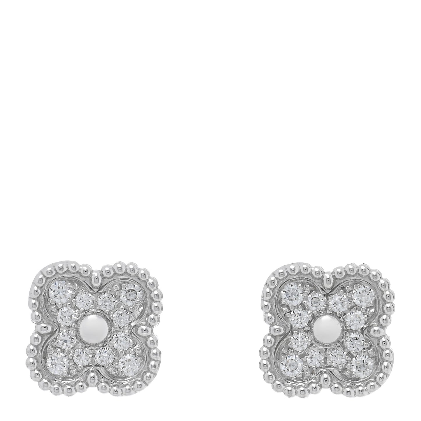 18K White Gold Diamond Sweet Alhambra Earrings