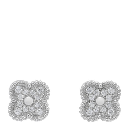 Van Cleef & Arpels 18K White Gold Diamond Sweet Alhambra Earrings 1 of 4