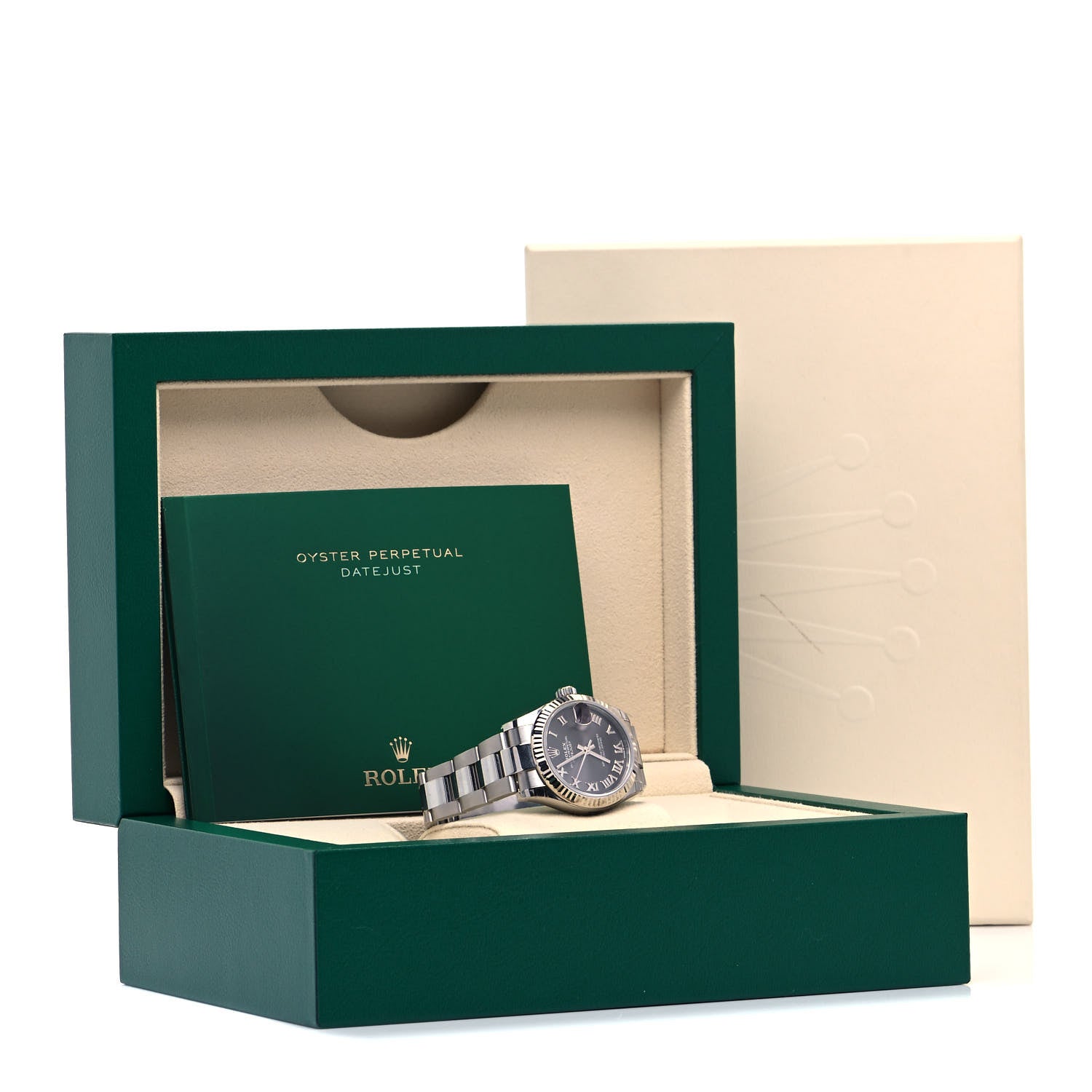 Rolex Stainless Steel 18K White Gold 31mm Oyster Perpetual Datejust Watch Black Roman 278274 5 of 5