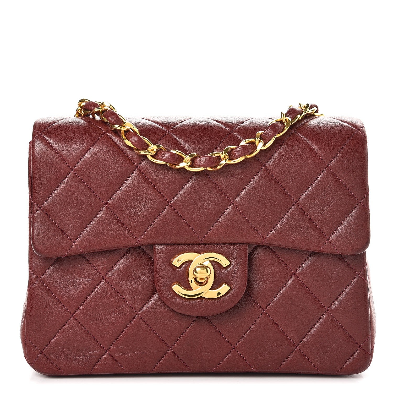 Chanel Lambskin Quilted Mini Square Flap Burgundy 1 of 11