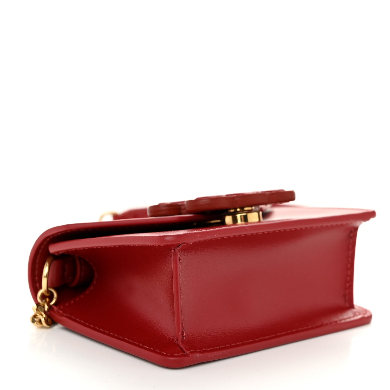Celine Shiny Calfskin Triomphe Card Holder on Chain Velvet Red 4 of 10