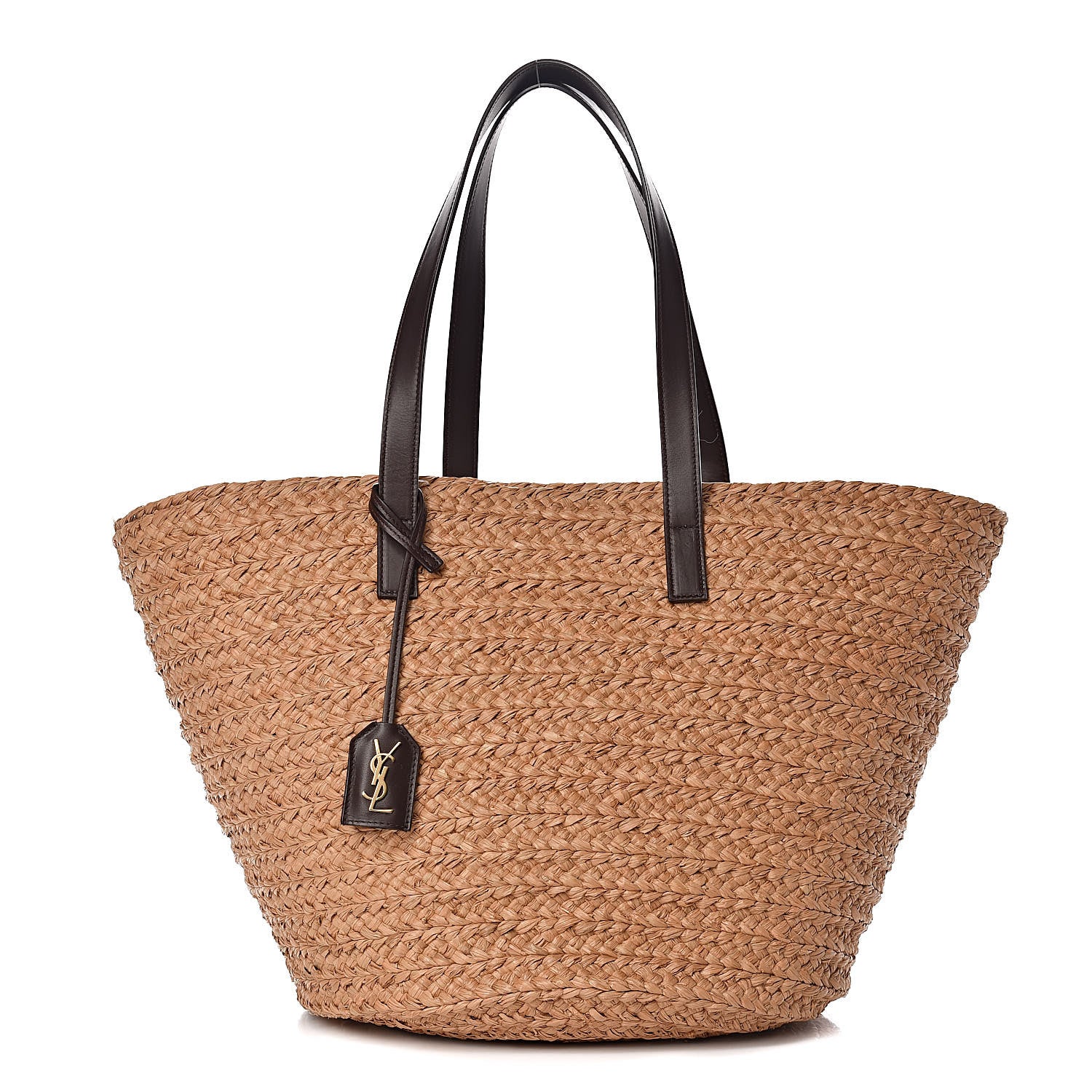 Saint Laurent Raffia Calfskin Medium Panier Tote 1 of 12