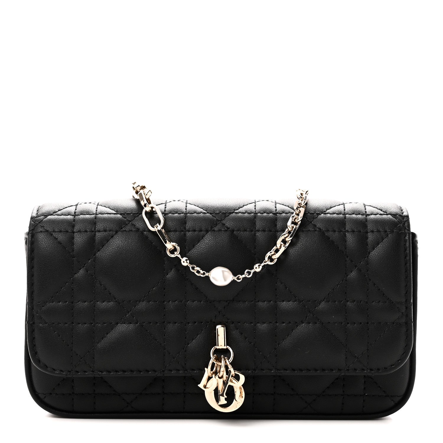 Christian Dior Lambskin Cannage Dior Talk Phone Pouch Black 1 of 10