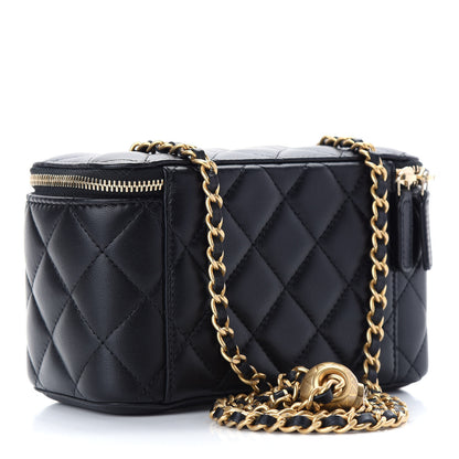 Chanel Lambskin Quilted Pearl Crush Small Vanity Case With Chain Black 3 of 9