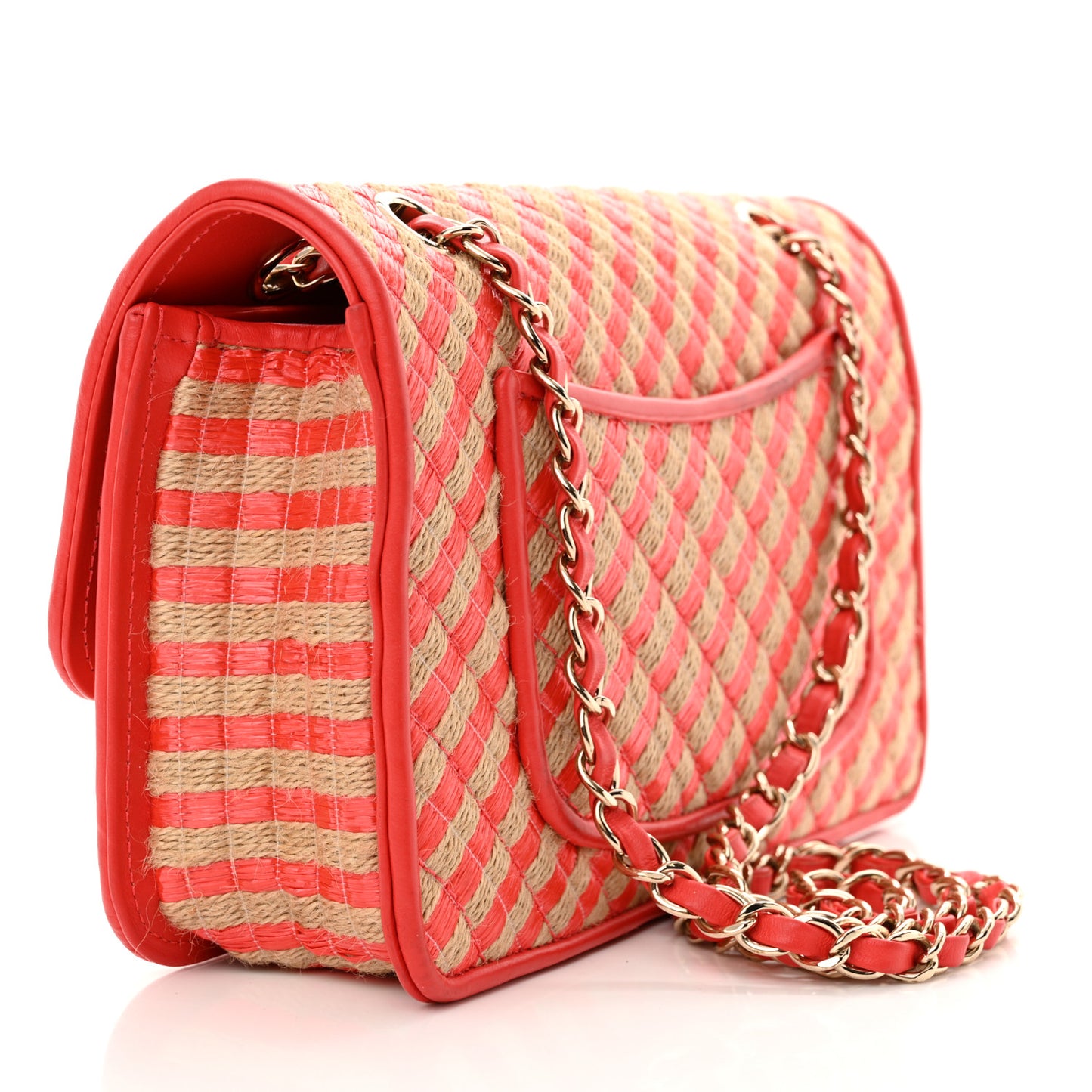 Raffia Jute Striped Medium Urban Jungle Single Flap Red