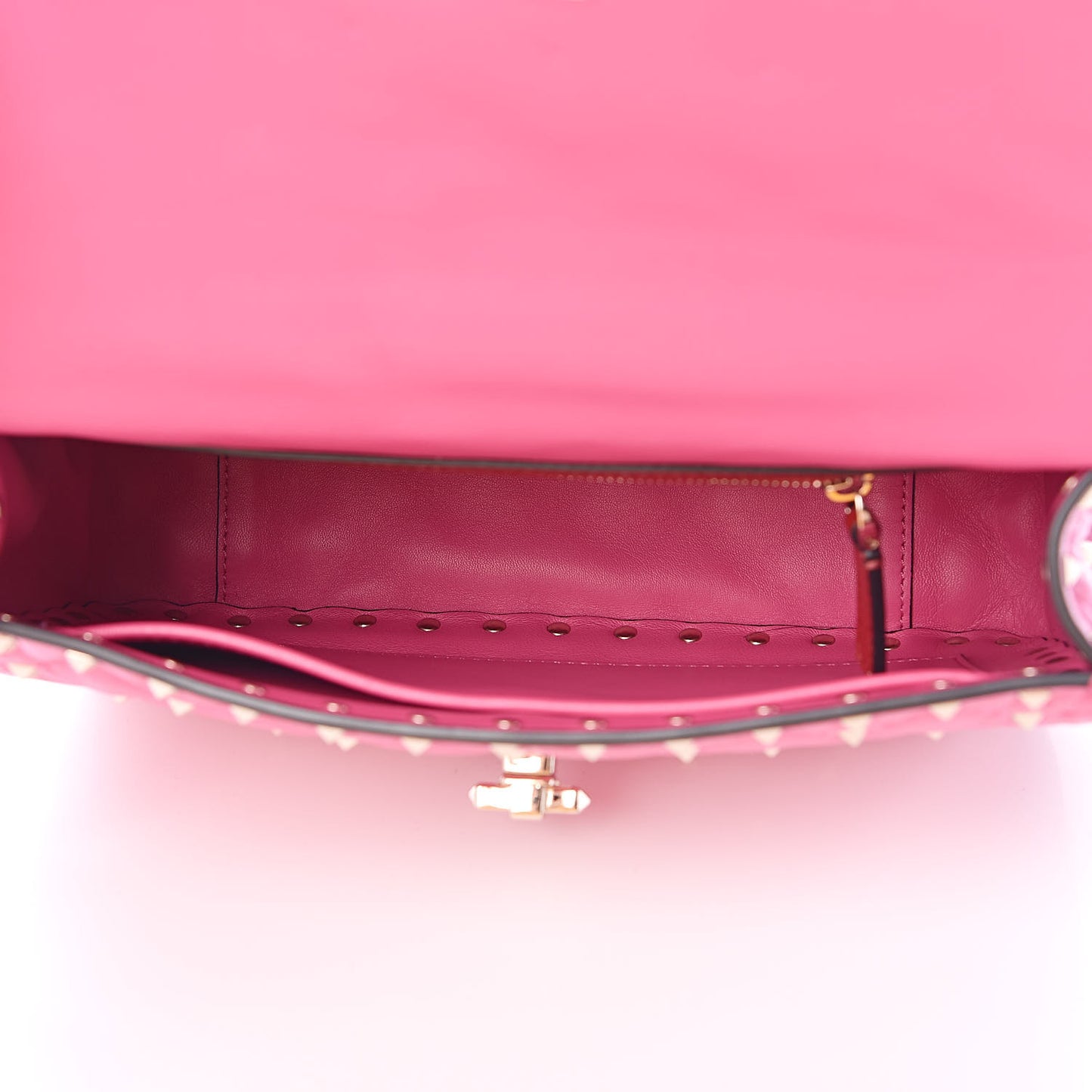 Nappa Medium Rockstud Spike Shoulder Bag Pink Orchid