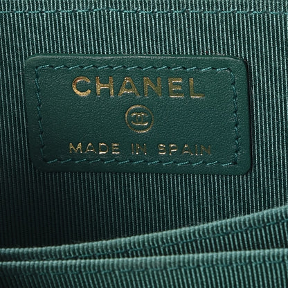 Chanel Metallic Caviar Quilted Zip Coin Purse Green 5 of 8
