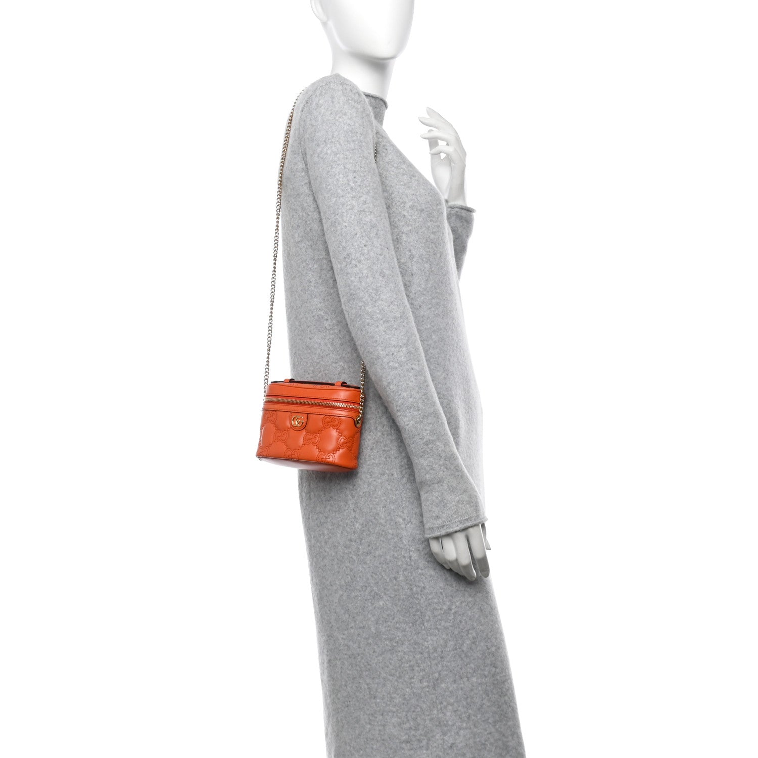 Gucci Calfskin GG Matelasse Mini Top Handle Bag Deep Orange 3 of 10