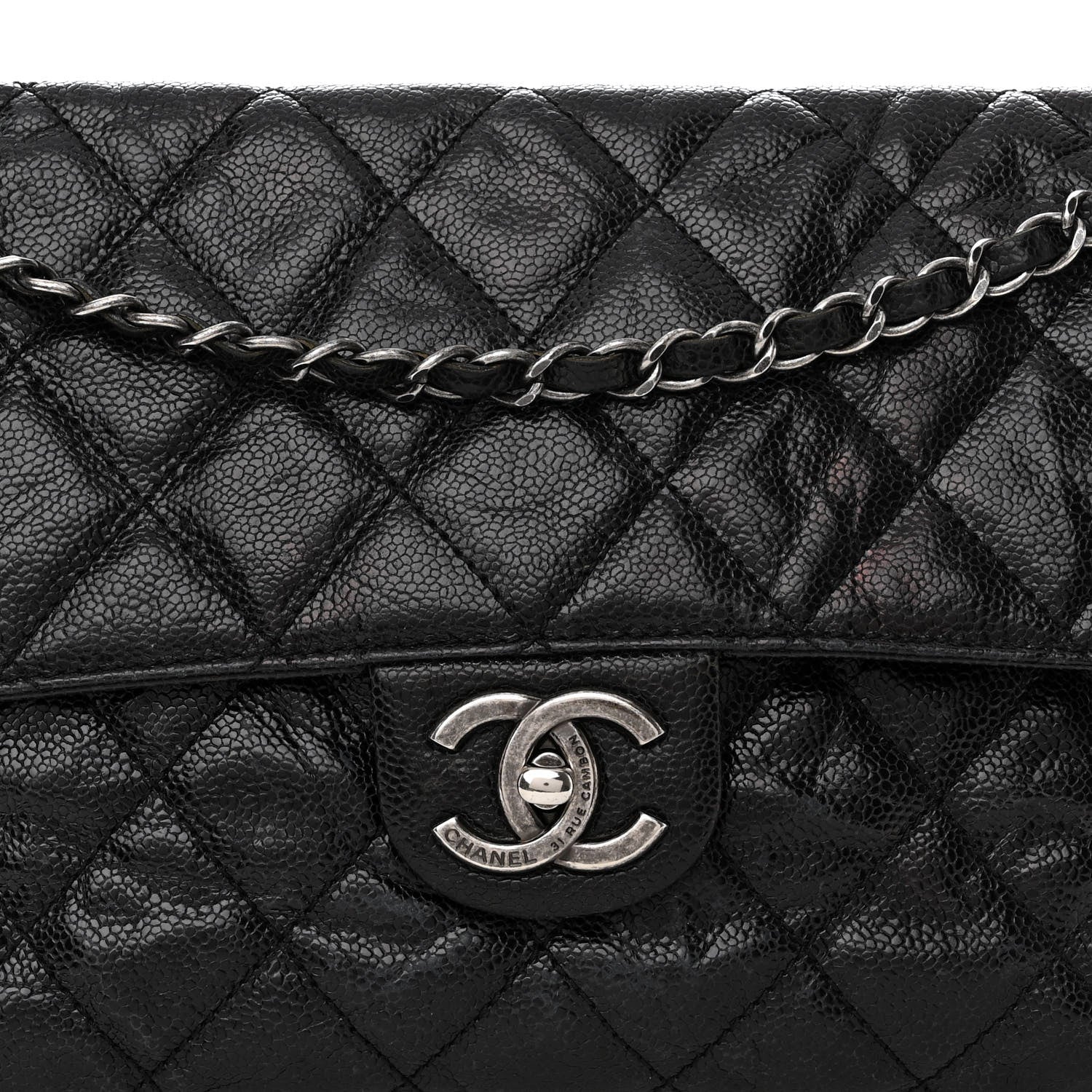 Chanel Crumpled Grained Calfskin Jumbo CC Crave Flap Black 8 of 10
