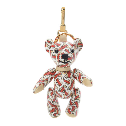 Burberry Calfskin Print Monogram Thomas Bear Bag Charm Beige Red 1 of 4