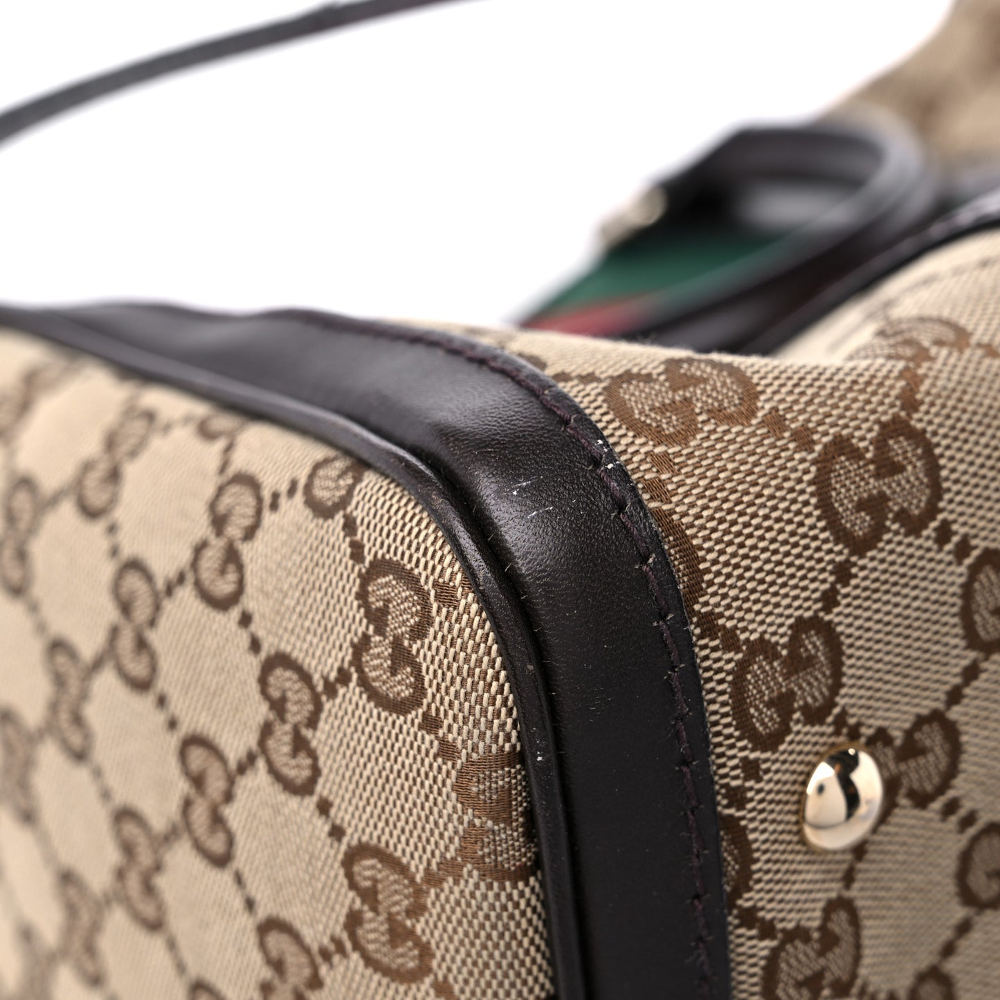 Monogram Selleria Calfskin Vintage Web Medium Boston Beige Ebony Cocoa