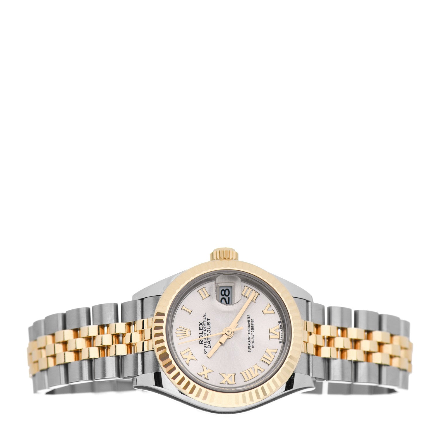Rolex Stainless Steel 18K Yellow Gold 28mm Oyster Perpetual Datejust Watch Silver Roman 279173 2 of 5