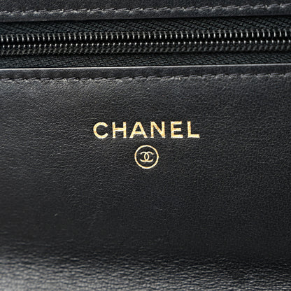 Chanel Lambskin Quilted Wallet On Chain WOC White Black 6 of 13