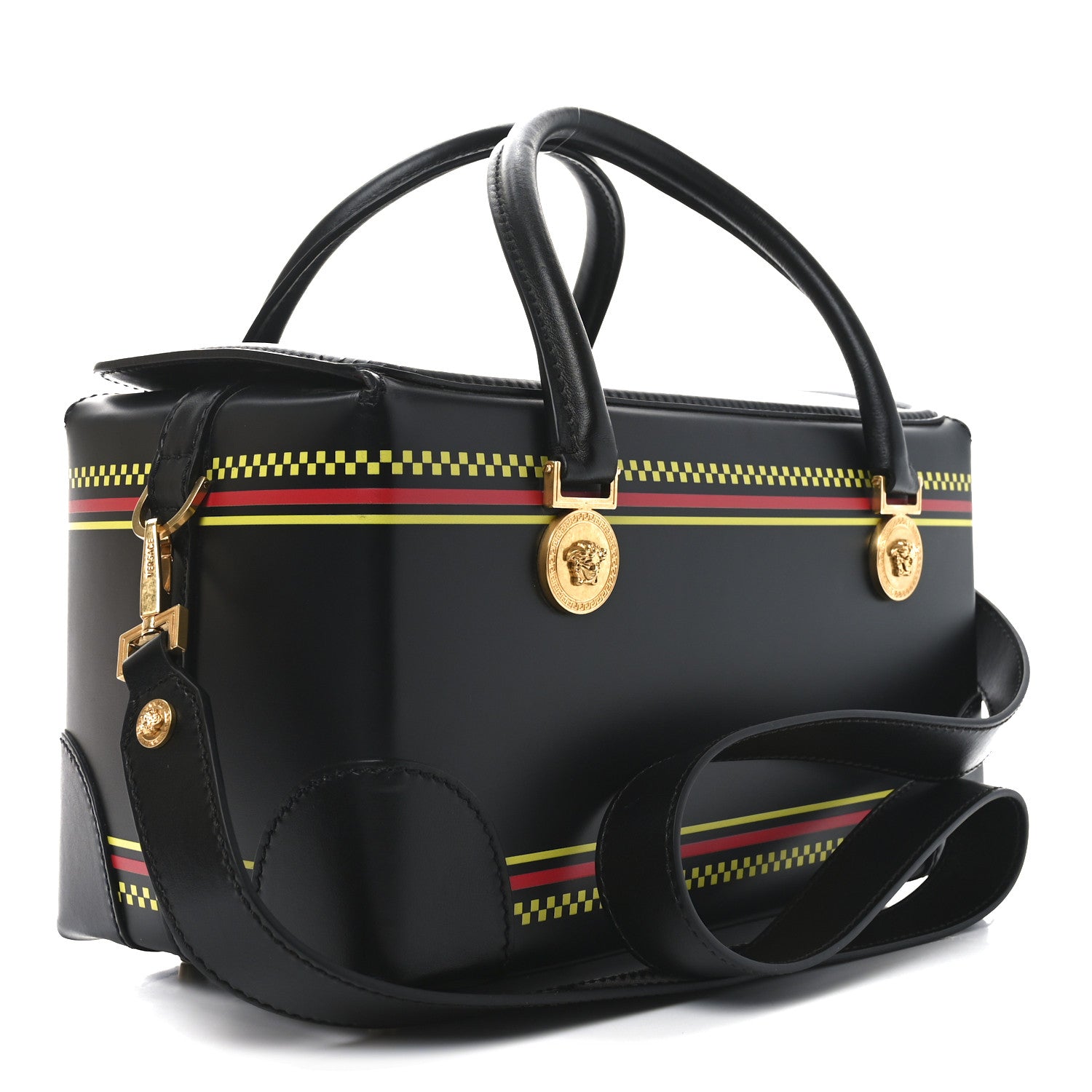 Versace Vitello 90's Vintage Logo Bag Black 1728103 – FASHIONPHILE