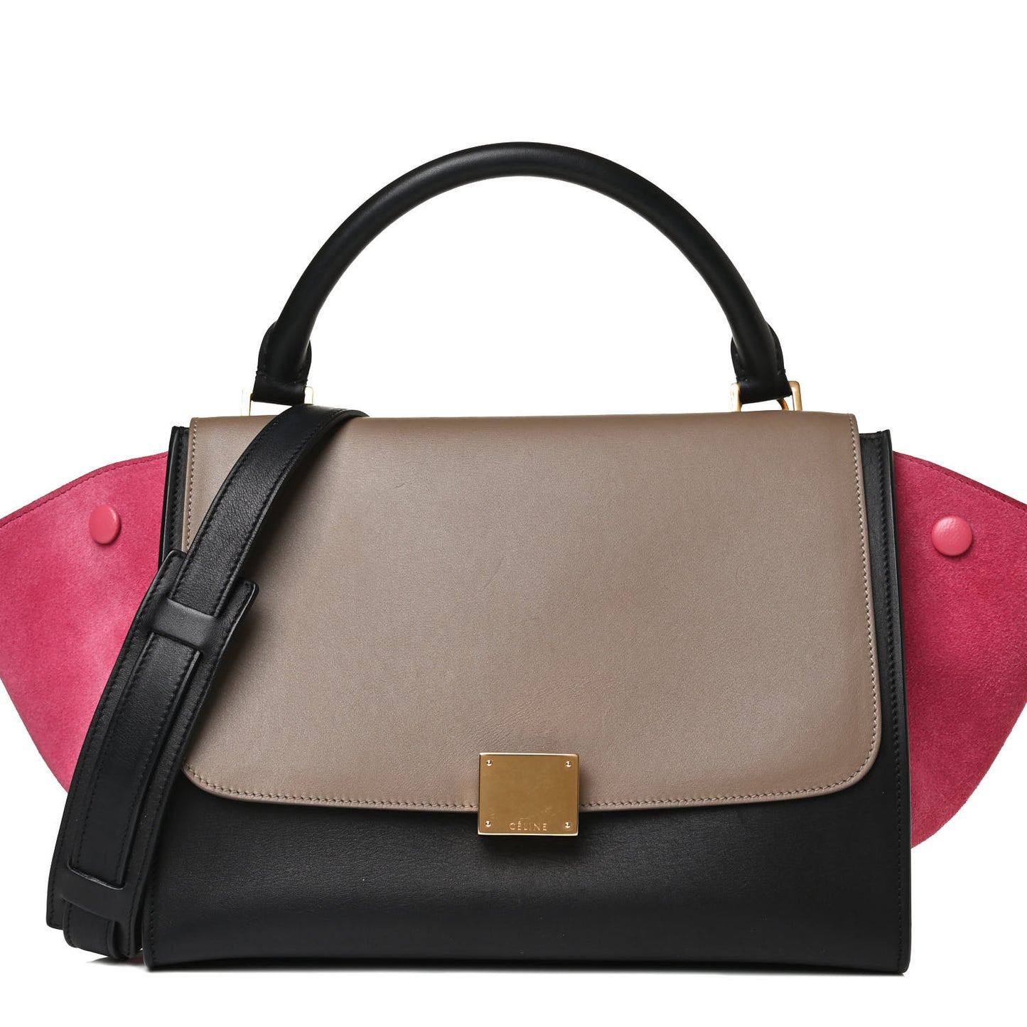 Smooth Calfskin Suede Small Tri-Color Trapeze Pink
