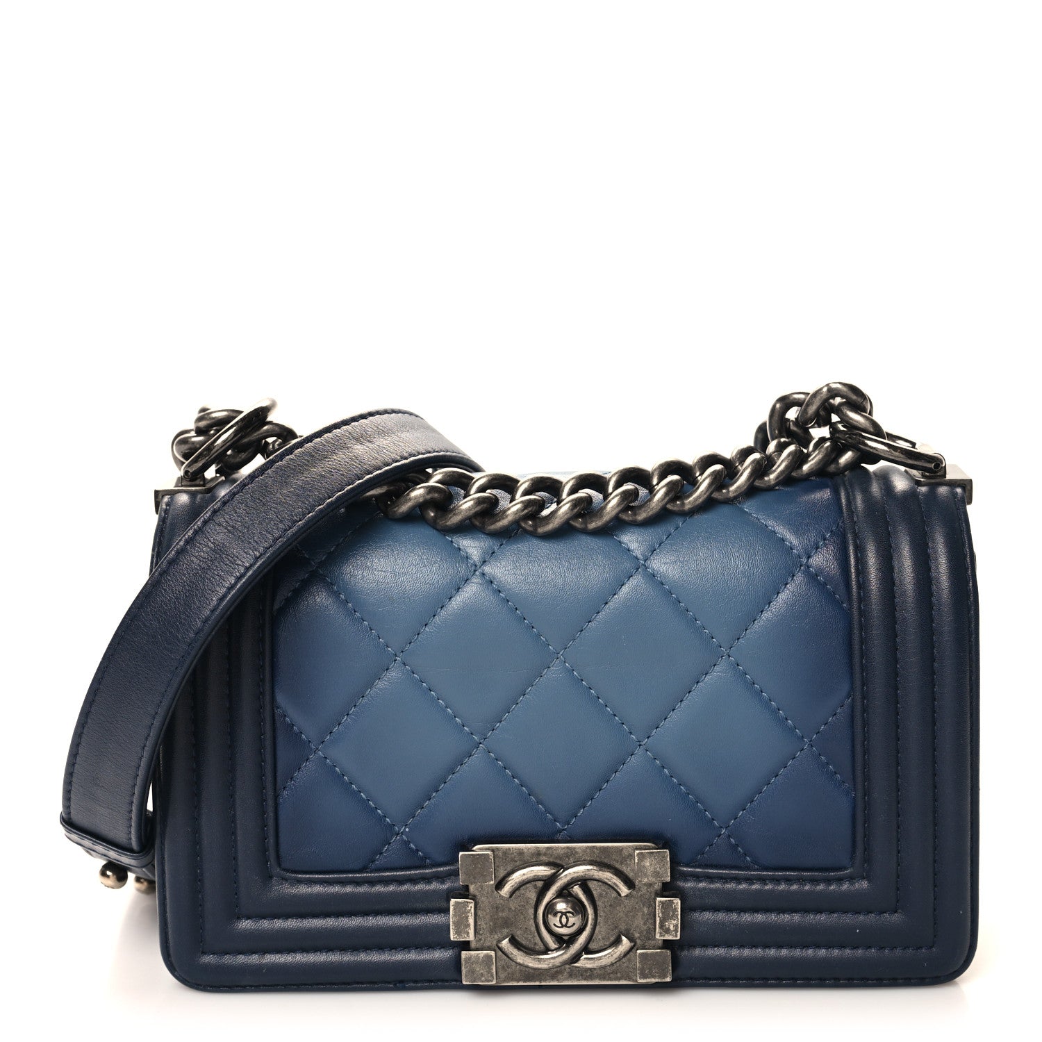 Chanel Calfskin Ombre Faded Quilted Small Boy Flap Blue 1 of 11