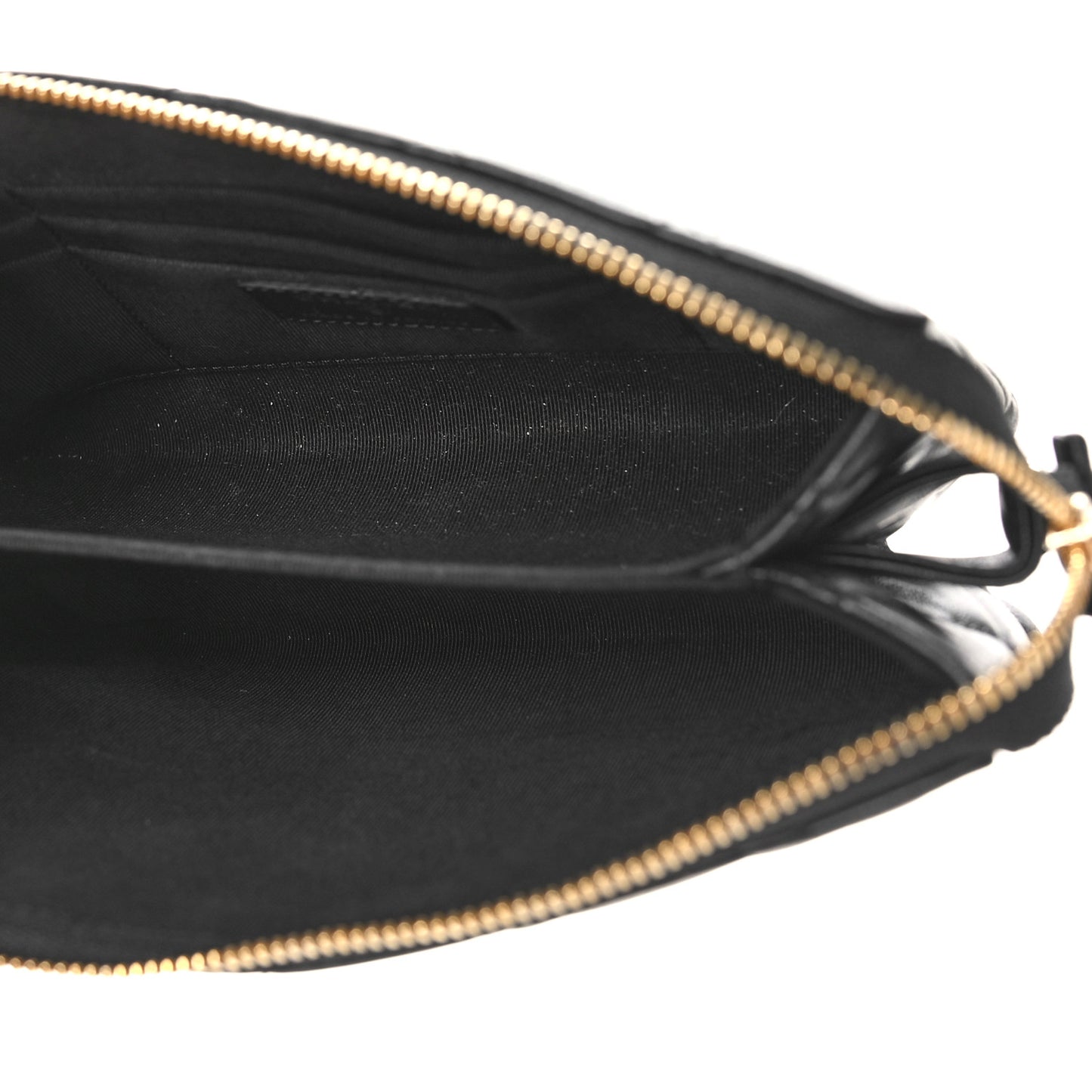Lambskin Coco Charms Quilted Pouch Bag Black