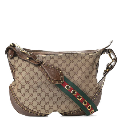 Gucci Monogram Web Studded Pelham Shoulder Bag Dark Brown 1 of 13
