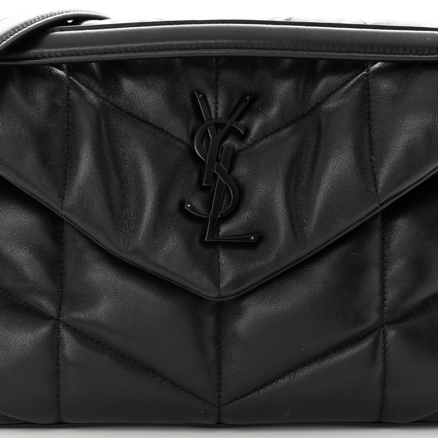 Saint Laurent Lambskin Quilted Monogram Monochrome Small Loulou Puffer Chain Satchel Black 8 of 10