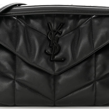 Saint Laurent Lambskin Quilted Monogram Monochrome Small Loulou Puffer Chain Satchel Black 8 of 10