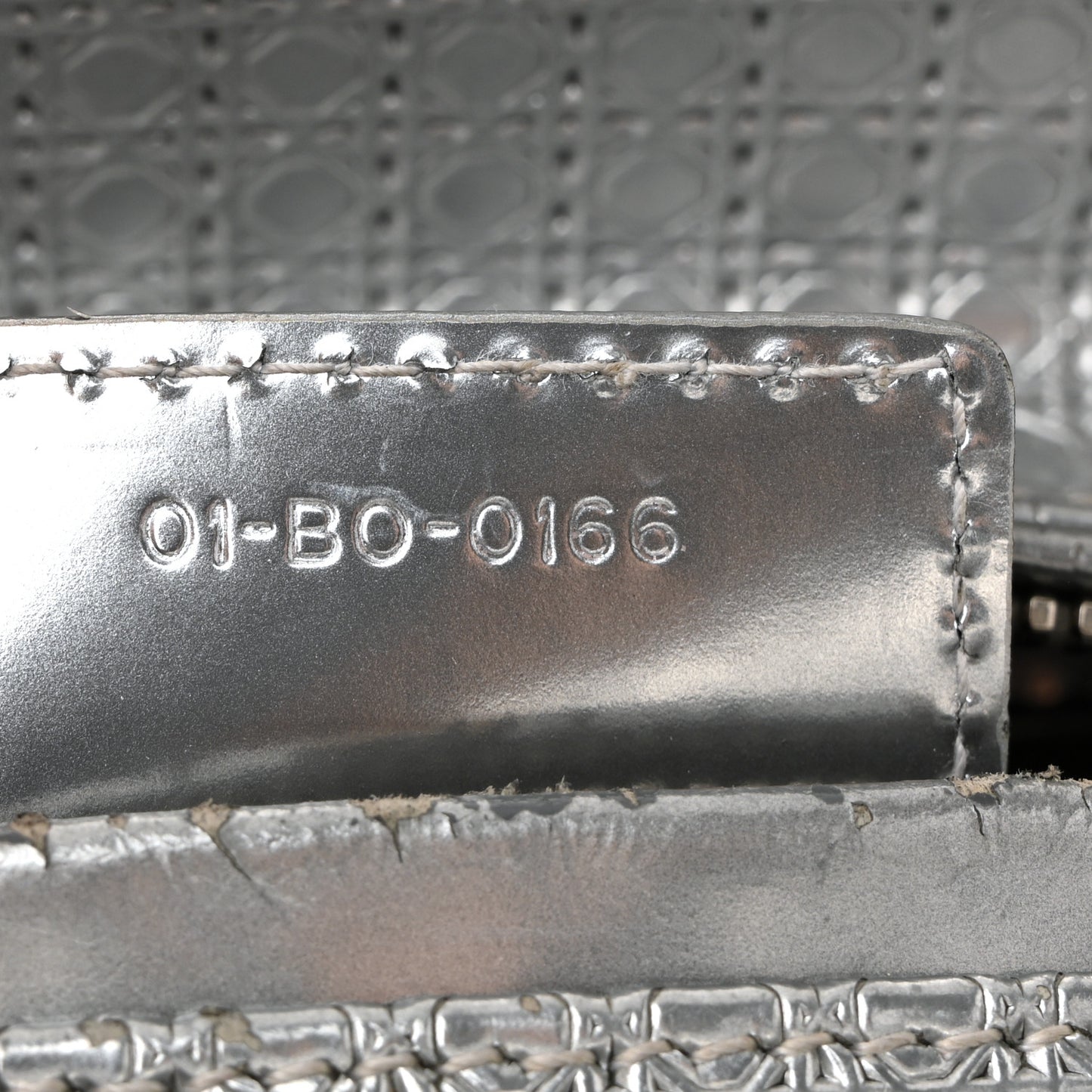 Metallic Patent Micro-Cannage Gradient Medium Lady Dior Silver Blue