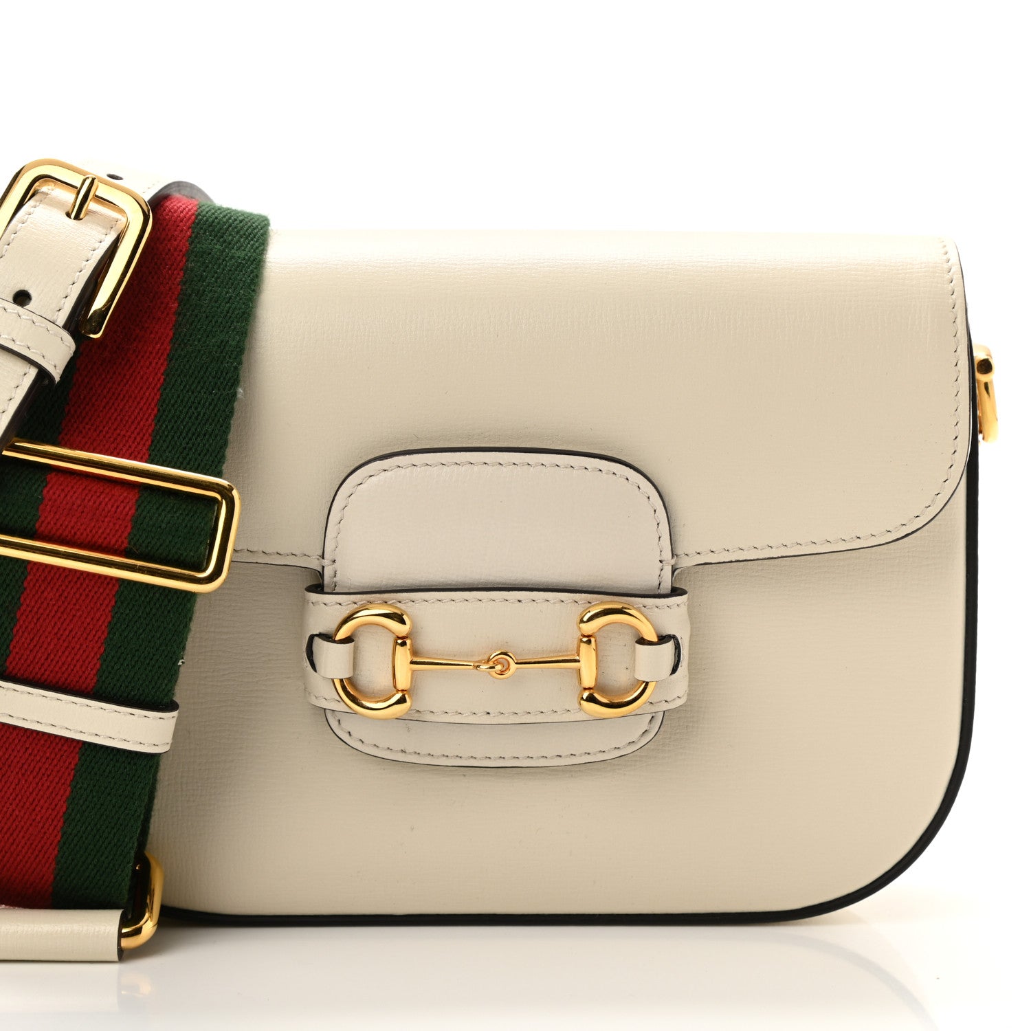 Gucci Azalea Calfskin Web Mini Horsebit 1955 Shoulder Bag Mystic White 8 of 11