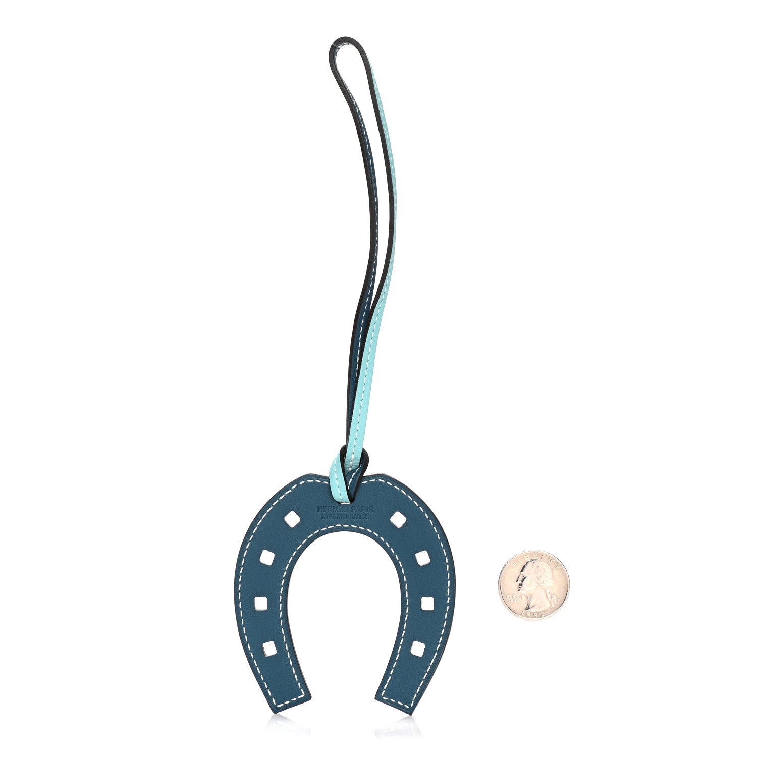 Hermes Swift Paddock Horseshoe Bag Charm Bleu Atoll Colvert 2 of 4