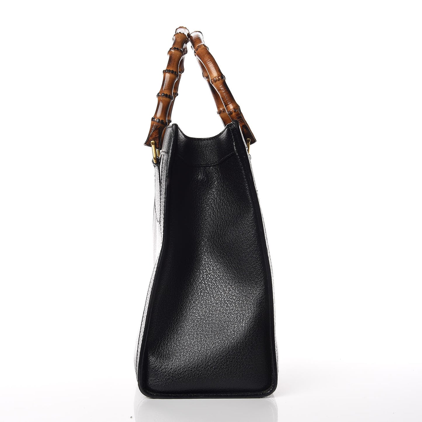 Calfskin Bamboo Top Handle Tote Black