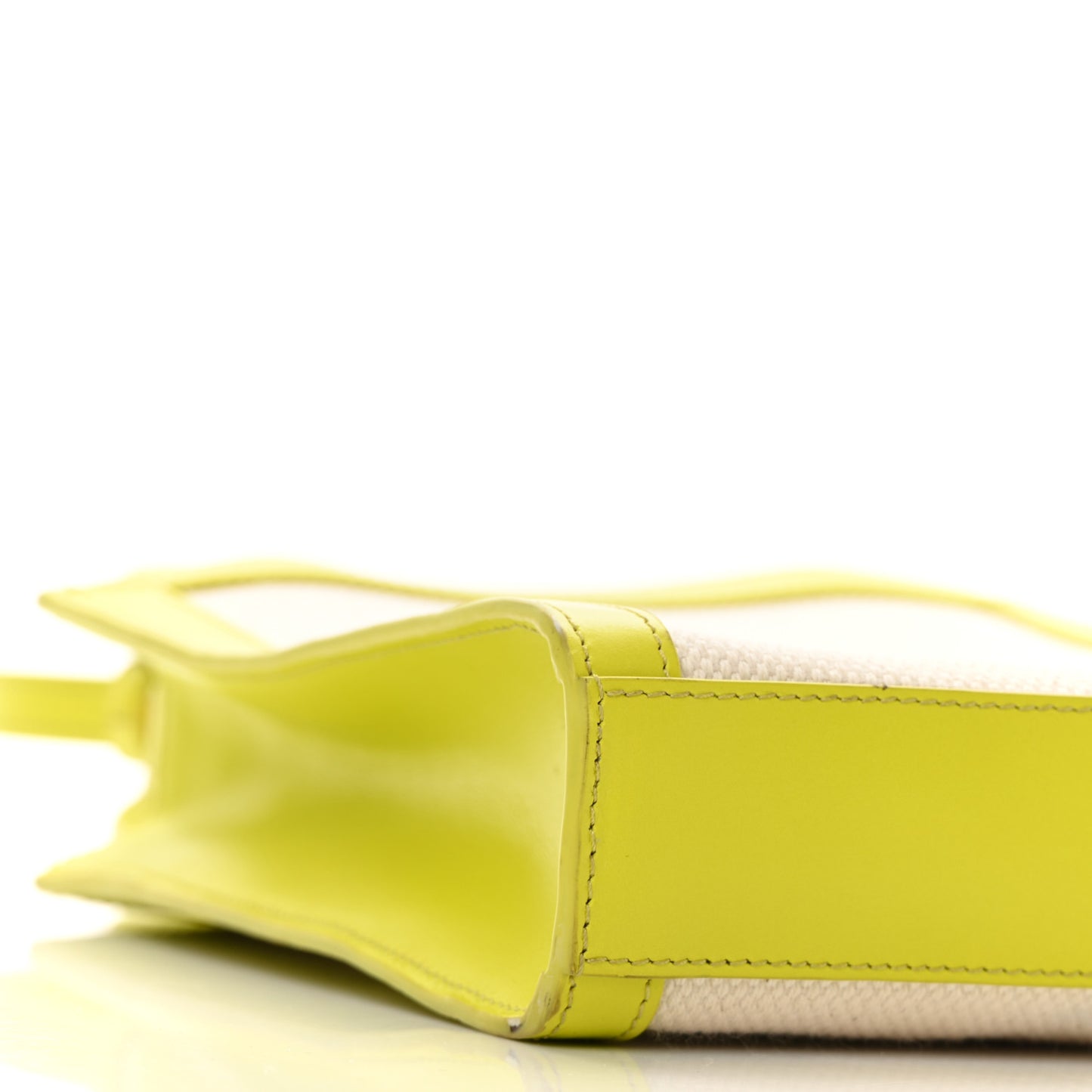 Canvas Calfskin Mini Vertical Cabas Neon Yellow